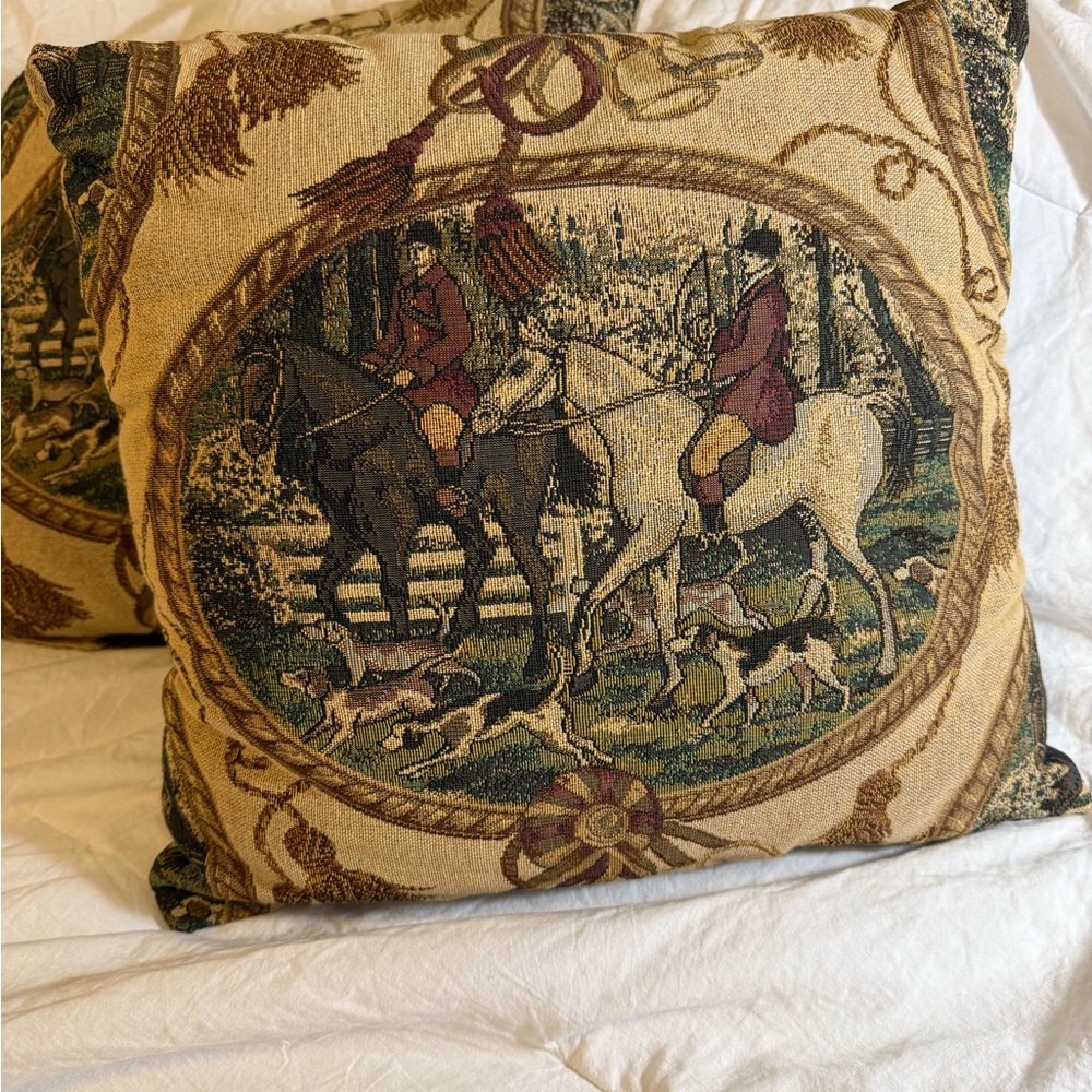 Decorative Tapestry Accent Pillow in Tan and Brown